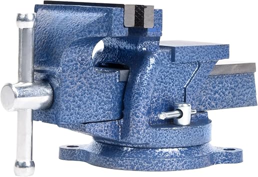 Doppy Heavy-Duty 4" Bench Vise - Ductile Iron, Non-Slip Jaws, 360 Swivel Base, High Clamping Force, Perfect for Woodworking, Cutting Conduit, Drilling