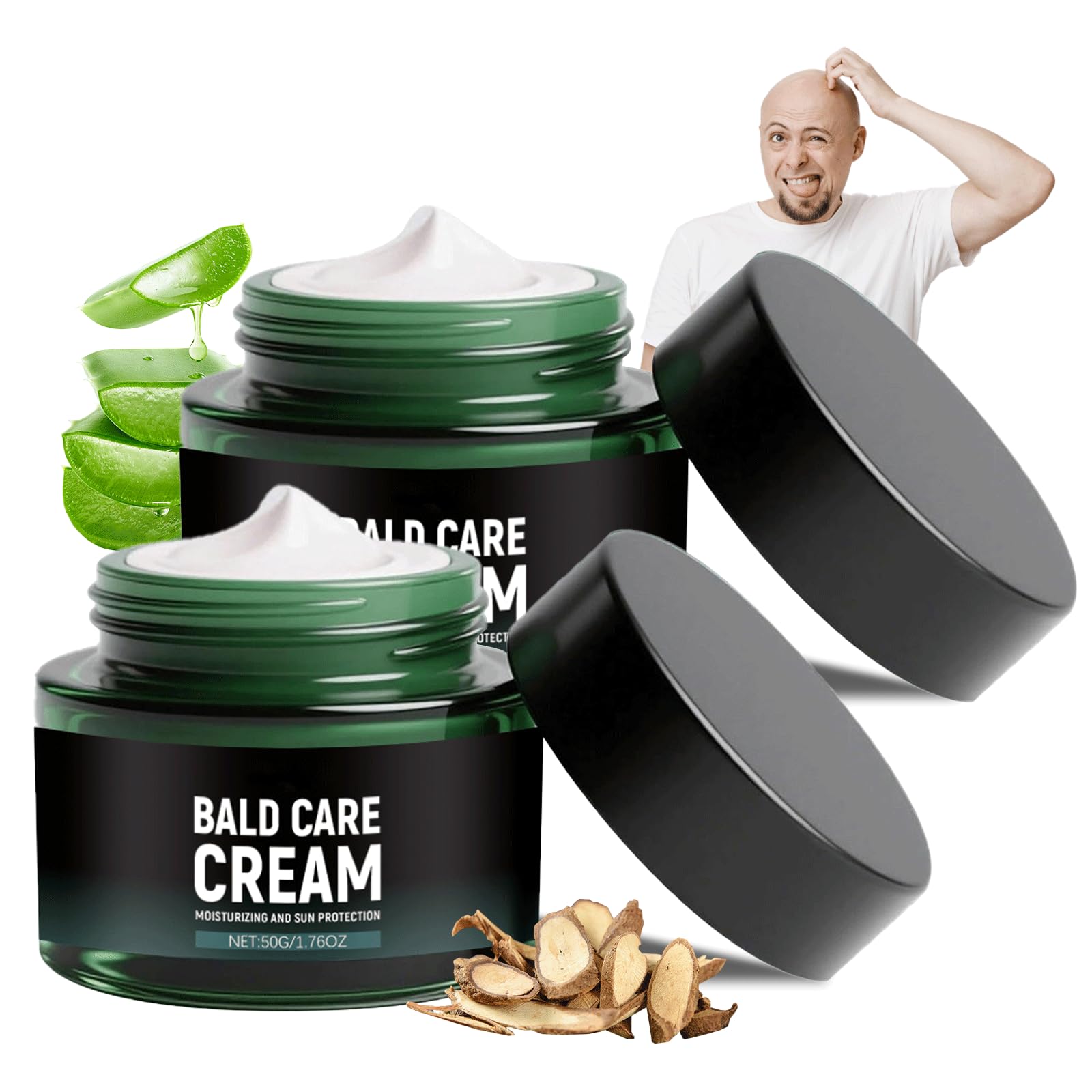 2er Set Glatzencreme – Kopfhaut-Pflege Mit Feuchtigkeit & Reparatur, 50g Pro Tube, Gegen Rasurbrand & Hautirritationen