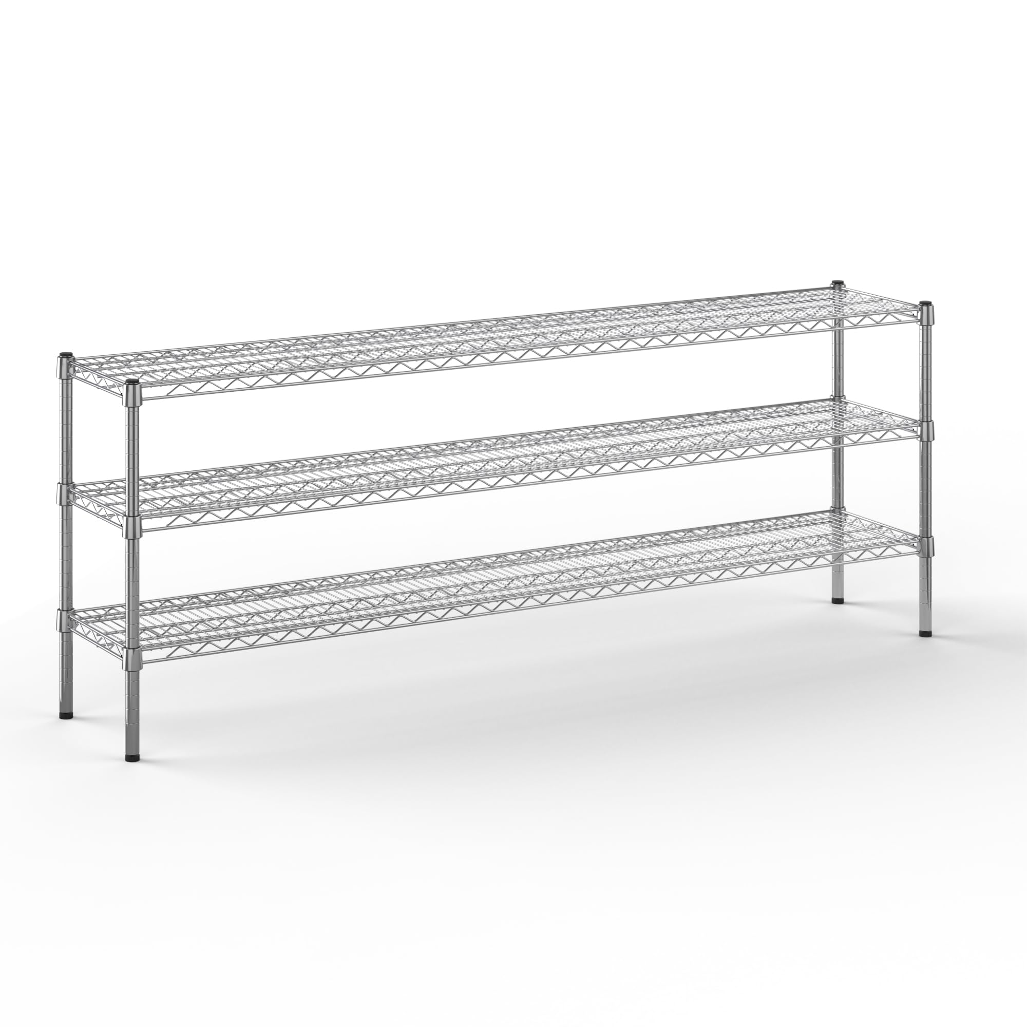 14" Deep x 72" Wide x 27" Height Wire Shelving Kit | 3-Tier | NSF Commercial Storage Rack Unit