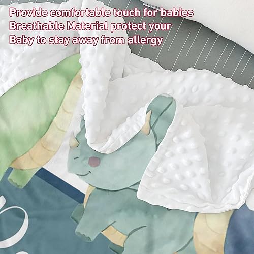 Miniatura 6 de Manta de bebé de doble capa con nombre personalizado, manta de ropa de cama para niños pequeños con estampado verde personalizado, multiusos para