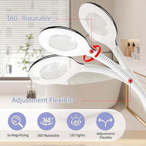 Miniatura 3 de Vaporizador facial profesional, vaporizador facial 2 en 1 sobre ruedas con lámpara de aumento 5X, vaporizador facial de ozono para limpieza profunda