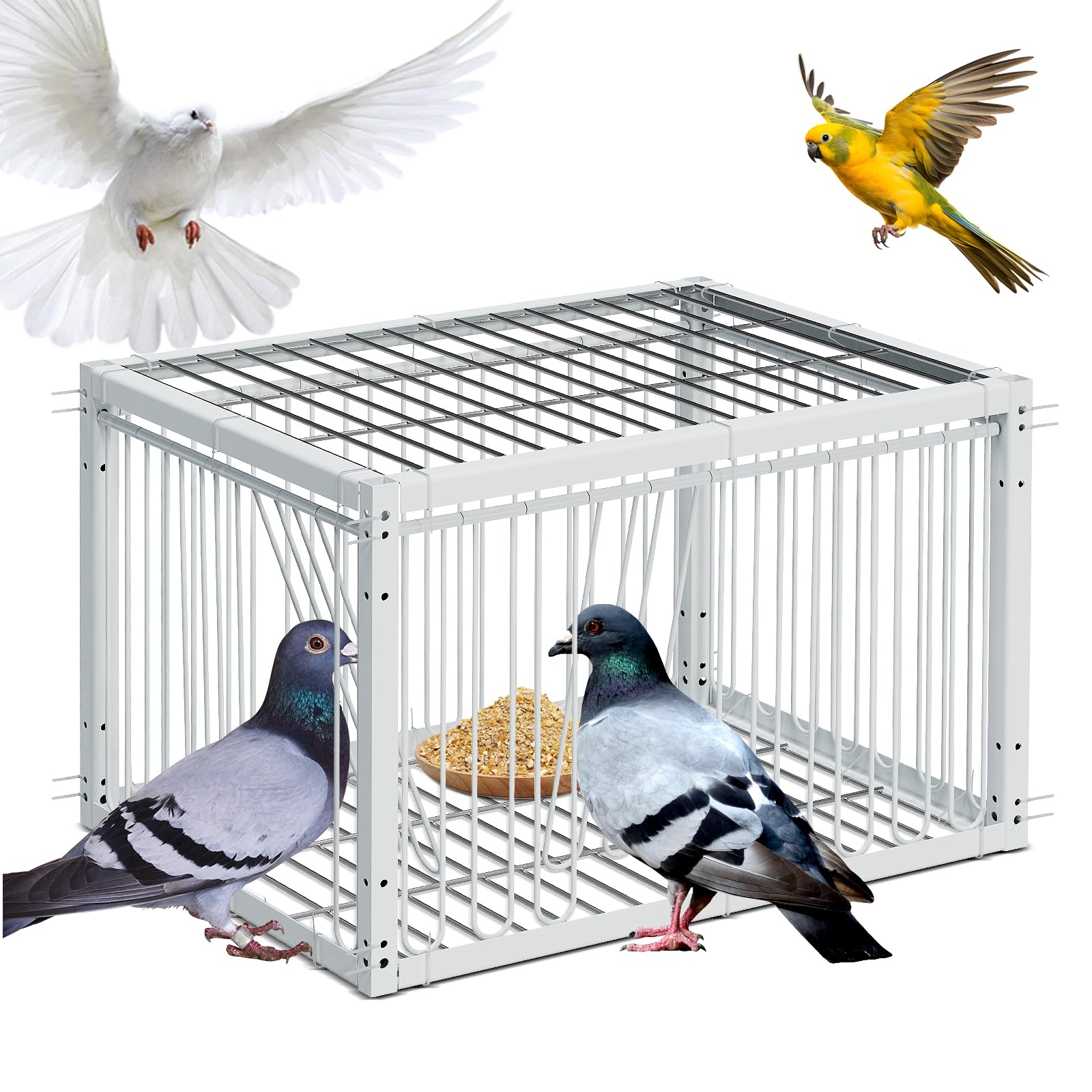 Vogelkäfig Taubenkäfig Für Fasane Wildenten Vögel mit 4 Seiten Einwegeingang Vogelkäfig für Renntauben Tauben Papageien 40cm