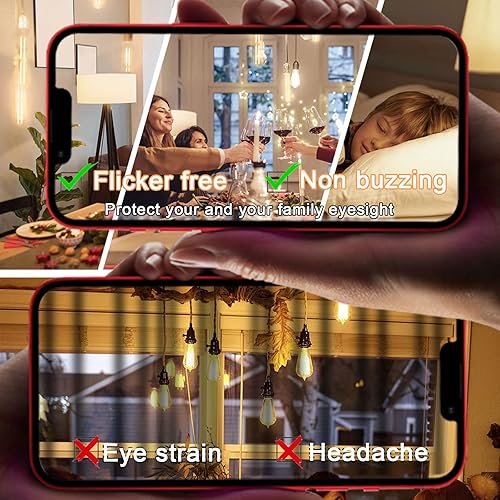 Miniatura 5 de Bombilla LED E26 de 7.3 pulgadas, 60 W, regulable, bombillas Edison blancas suaves de 2700 K, bombilla tubular de vidrio transparente T10 de 6 W