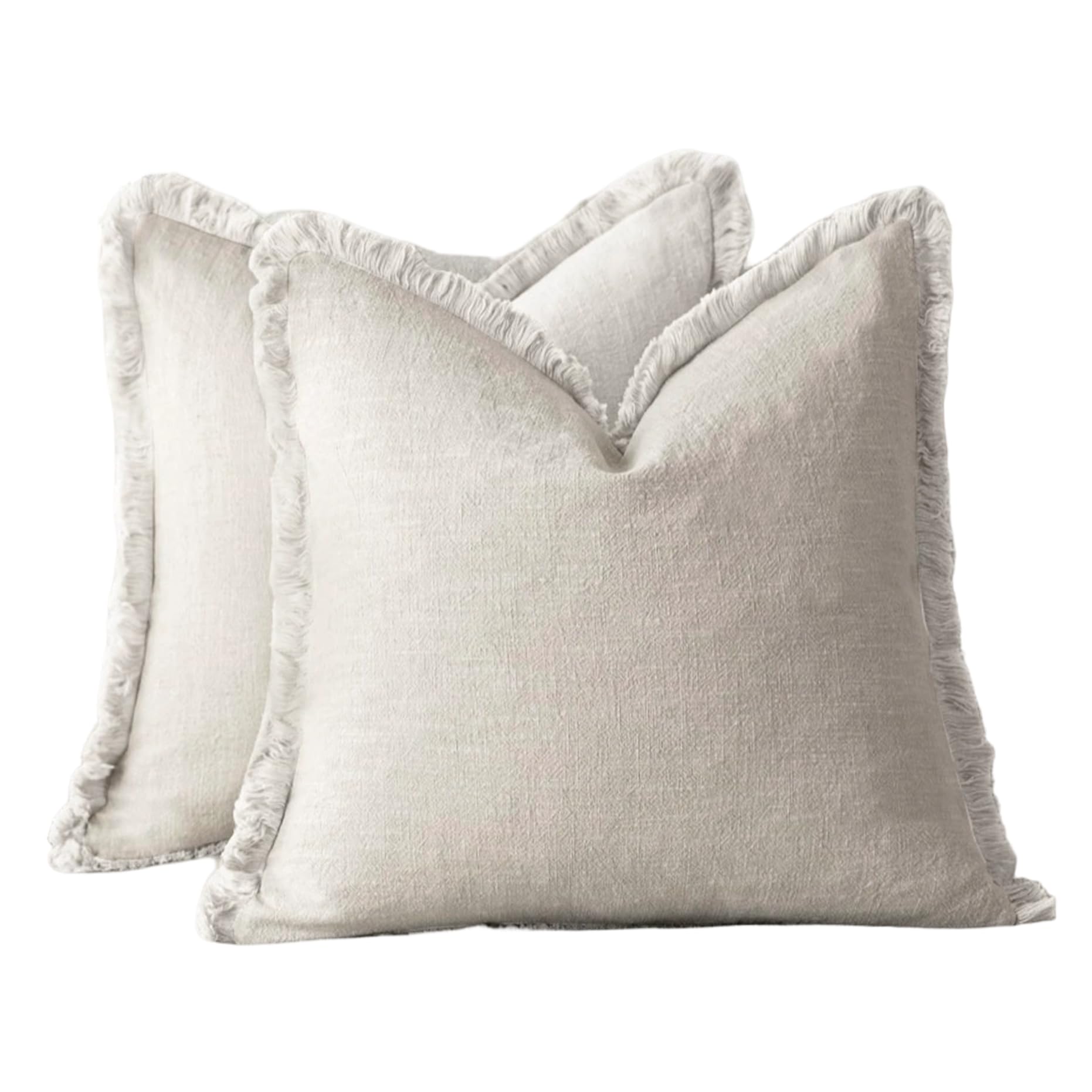 CAKEEYUM Boho Pillow Covers 18x18 2Pcs Cozy Soft Decorative Throw Pillow Covers with Tassels Aesthetic Beige for Bed Living Room Home Boho, 18x18, Throw, S