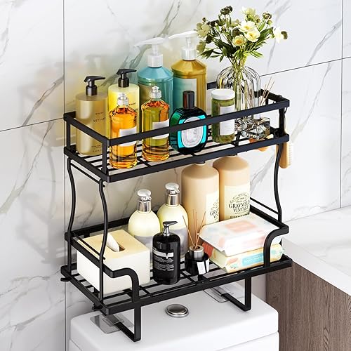 Kitstorack Over The Toilet Storage Without Drilling or Screwing, Easy to Install Bathroom Organizer and Storage, 2-Tier Bathroom Organizer,Home Kitchen Storage Organizer for Space Savers