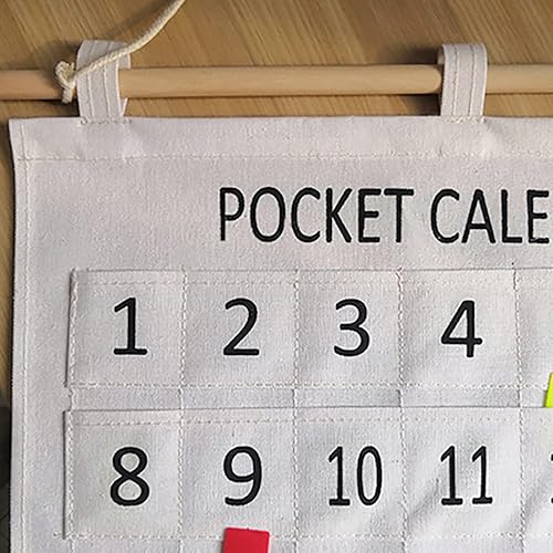 Miniatura 9 de Bolsillo mensual con calendario mensual, práctico calendario para teléfonos, bolsillo de algodón y lino, bolsillo para el aula con calendario