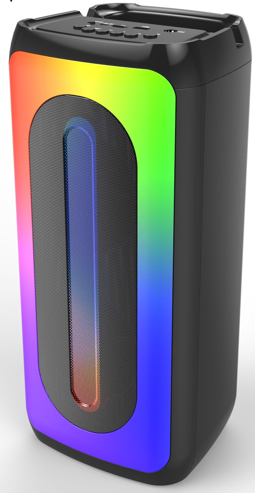 Majestic FLAME 2 PRO – Party speaker bluetooth, 9 effetti luci LED, ingressi USB/microSD/MIC, Telecomando, Microfono a filo, Batteria ricaricabile, funzione TWS, Impugnatura per il trasporto