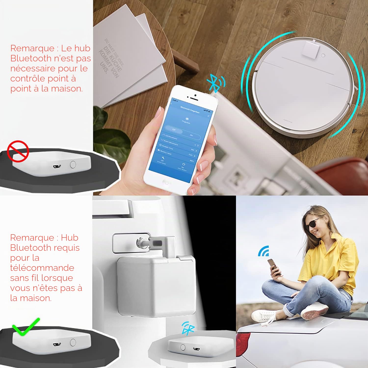 Bouton Smart Switch Pusher : Bluetooth Fingerbot Plus avec kit d'outils pour tous les interrupteurs, contrôle de l'application Tuya, ajouter le hub Bluetooth Tuya pour le rendre compatible avec Alexa,