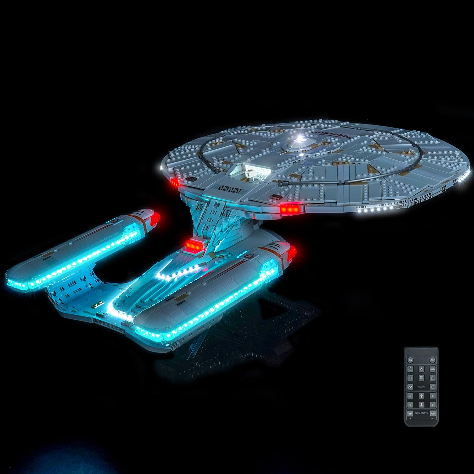 LocoLee Customized RC Led Light Set Compatible with Lego 10356 U.S.S. Enterprise NCC-1701-D Led Decoration Lighting Kit Compatible with Lego 10356 Building Blocks Model,Only Lights Set,No Model