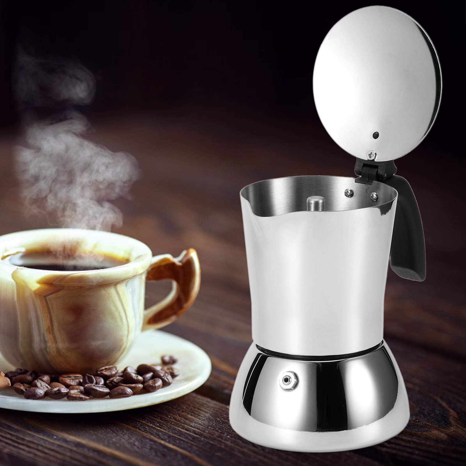 Caffettiera in acciaio inossidabile 304 Caffettiera da 4 tazze Bollitore per caffè Pentola per moka Utensili da cucina per caffetteria domestica