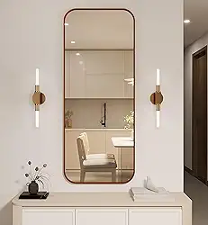 ESPELHO LUXO RETANGULAR RETRÔ CORPO INTEIRO 150X60CM BANHEIRO SALA QUARTO HALL MOLDURA ROSE GOLD
