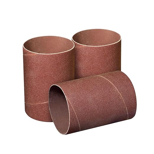 POWERTEC 11215 4.5 Inch Sanding Sleeves for Spindle Sander | 120 Grit | Aluminum Oxide Sandpaper Diameter 3 Inch (Pack of 3)