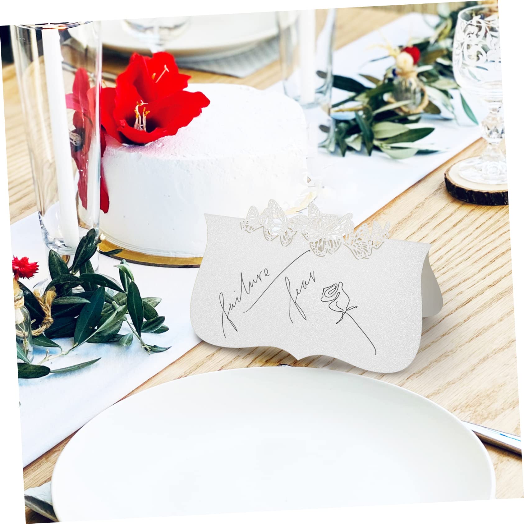NUOBESTY 150stücke Tischkarten Mit Schmetterlingsdesign Beschriftbare Platzkarten Für Hochzeiten Partys Und Feierlichkeiten Und Karten Cremefarbenem