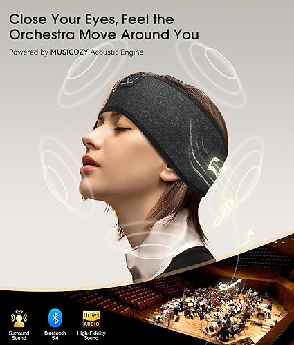 Miniatura 4 de MUSICOZY Sleep Headphones Bluetooth 5.4 Headband, Wireless Earphones Music Sleep Earbuds Sleeping Eye Mask with HD Stereo Speakers for Workout
