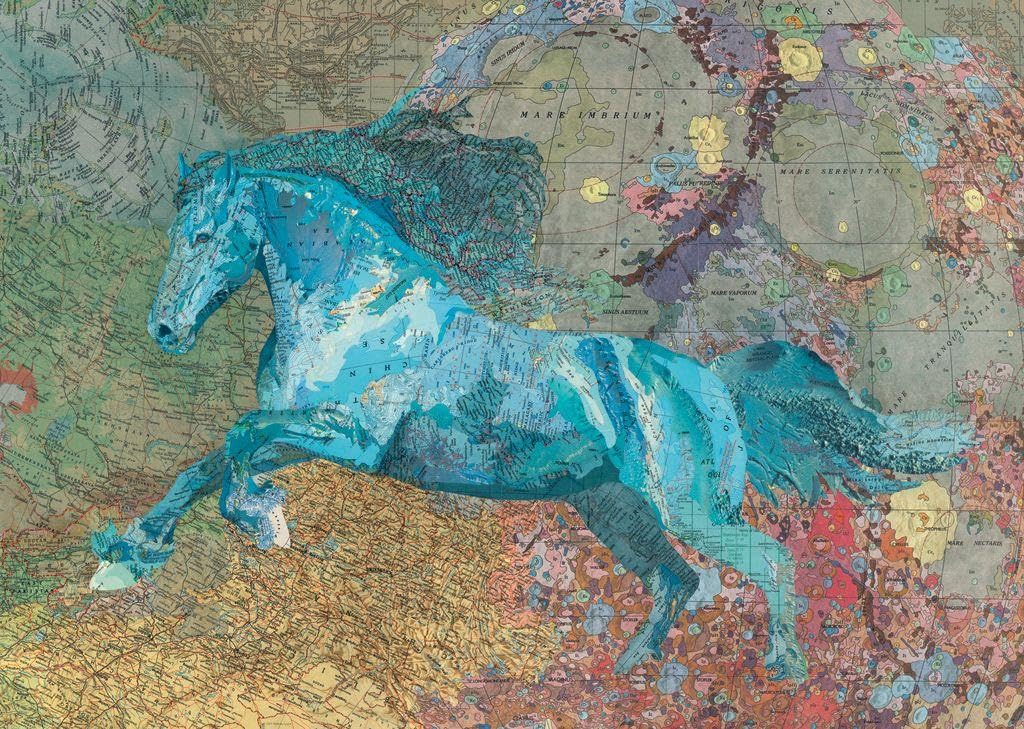 HEYE, Map Horse, Map Art, Puzzle de 2000 Piezas, Rompecabezas de Arte, promueve la concentración, Juegos de Rompecabezas IQ, Estera de Rompecabezas, tamaño desplegado: 69 x 97 cm