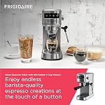 Frigidaire Steam Espresso Maker, Coffee Machine with Milk Frother & Cup Warmer, 20 Bar Pressure, 34 oz Removable Water Tank, Single or Double Shot, Stainless Steel