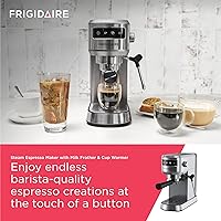 Vista 3 de Frigidaire Steam Espresso Maker, Coffee Machine with Milk Frother & Cup Warmer, 20 Bar Pressure, 34 oz Removable Water Tank, Single or Double Shot