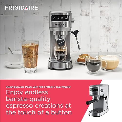 Miniatura 3 de Frigidaire Máquina de café expreso a vapor, máquina de café con espumador de leche y calentador de tazas, presión de 20 bares, tanque de agua