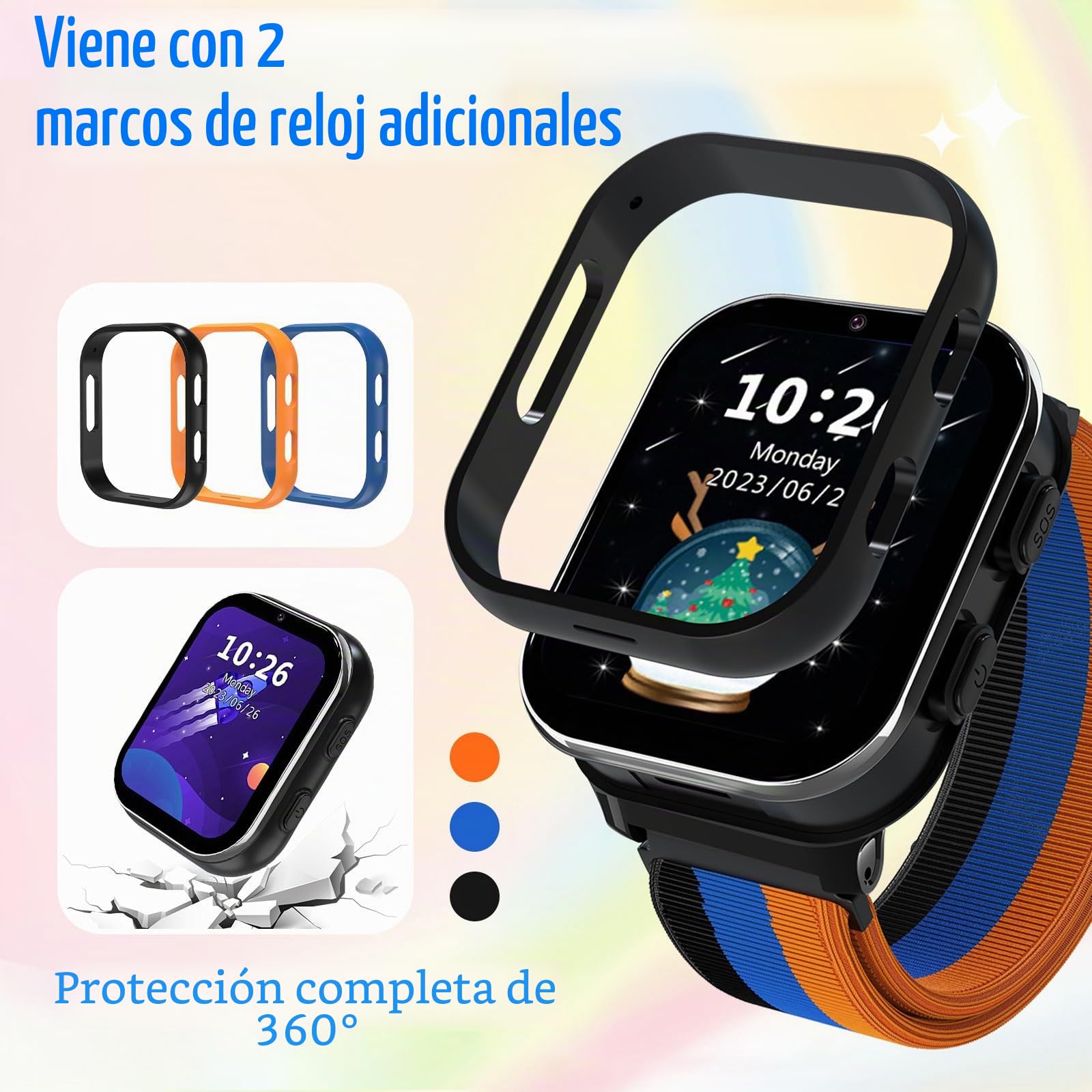 PTHTECHUS Reloj Inteligente para Niños 4G, Reloj Teléfono para Niños con Función de Llamada, Llamadas Bidireccionales, Cámara, MP3, SOS, Learn Card, Regalo para Niñas Negro