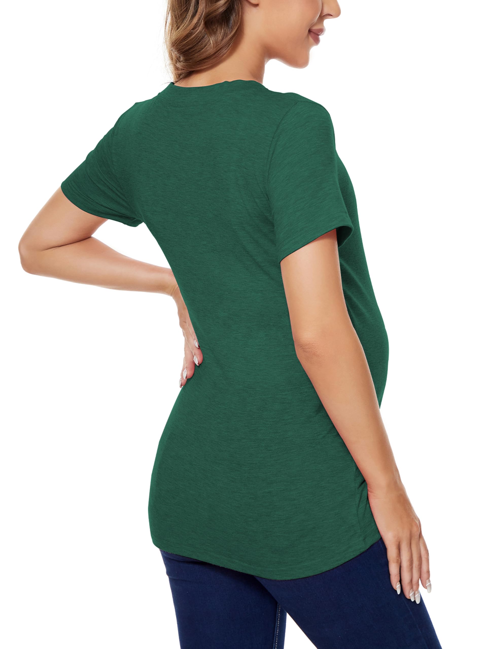Liu & Qu Damen Umstandskleid Kurzarm unregelmäßige Spitze Stitching Casual knielang Kleider