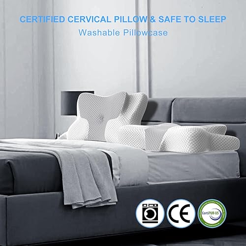 Miniatura 7 de Greeze Almohada cervical para el cuello, almohada cervical para aliviar el dolor de cuello, almohadas de espuma viscoelástica para dormir, almohada