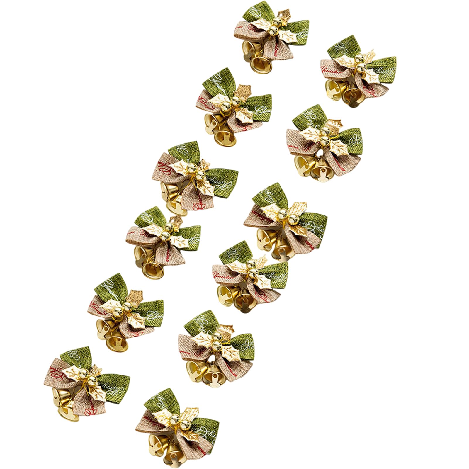 YWLUUOO 12Pcs Christmas Bows with Bells Christmas Tree Bowknot Ornaments for Wreath Decoration Presents Wrapping Craft Burlap Ribbon Bows