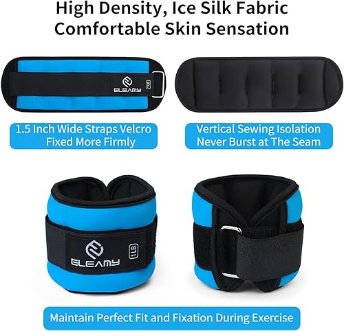 Miniatura 3 de Ankle Weights for Women & Men - 0.5lb/1lb/2lb/3lb Pairs for Walking, Running, Yoga, Fitness - Premium Ice Silk Fabric - Comfortable, Durable & Tear