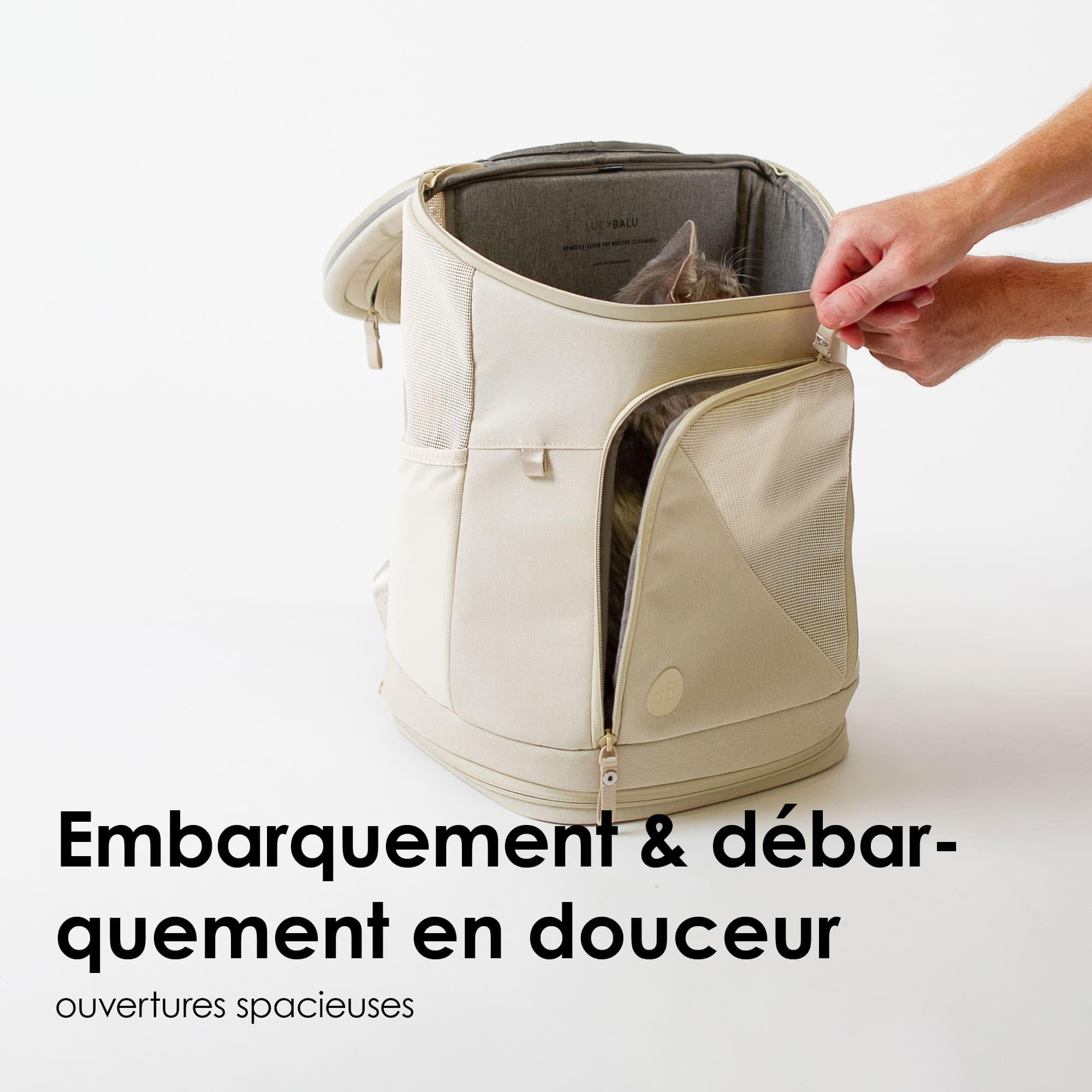 LucyBalu® Hop-on Sac à Dos de Transport pour Chat I Anthracite