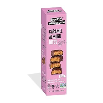 Freakin' Wholesome Chocolate Covered Caramel Almond Bites, High protein snacks 2.82 Ounces per box. (Pack of 3). Vegan Gluten Free