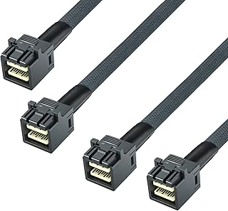 10Gtek Internal Mini SAS HD SFF-8643 Cable, with Sideband, 0.8-Meter(2.6ft), Foldable, Flexible, 2 Pack