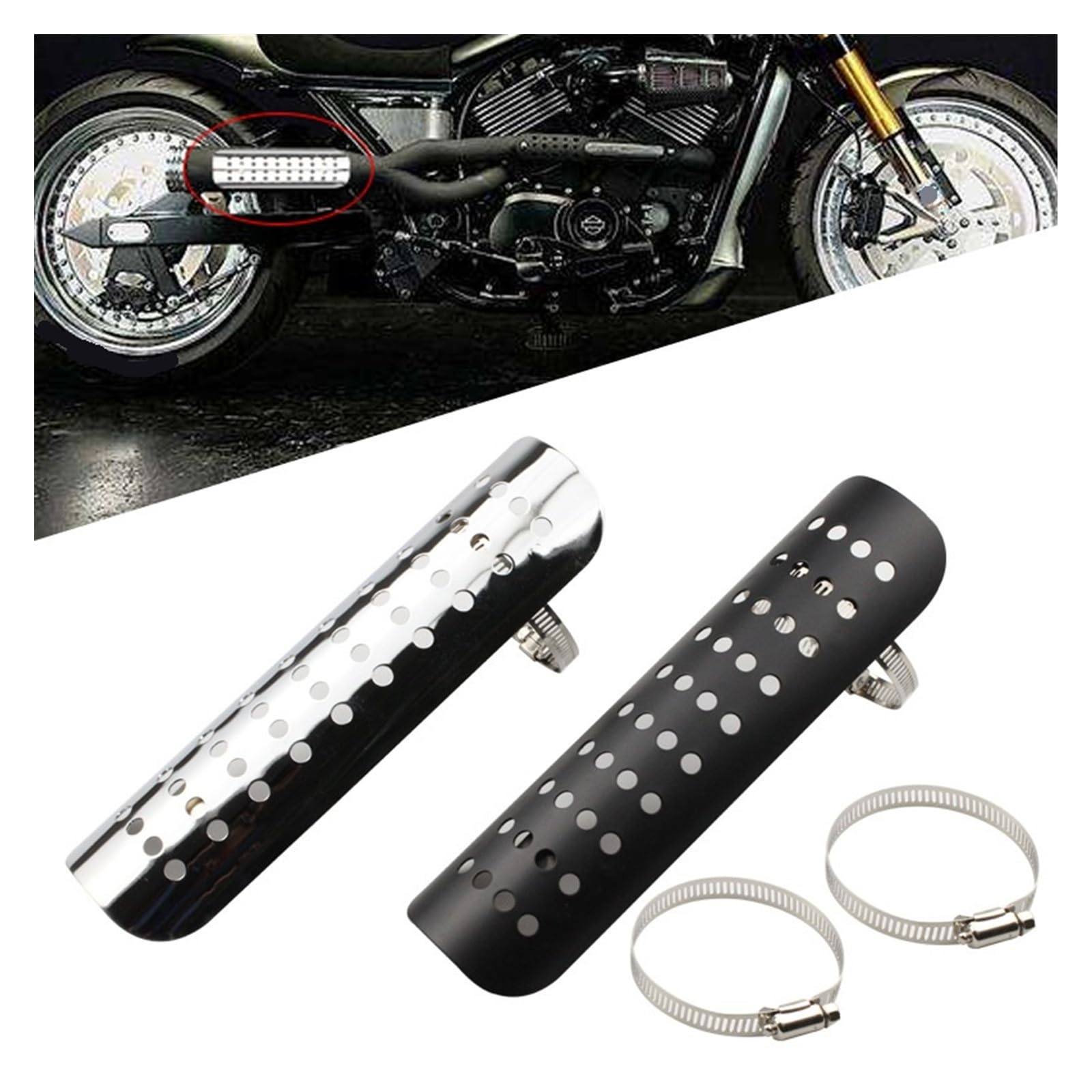 Motocicleta Escudo Térmico Protector Térmico para Tubo De Escape De Motocicleta para Iron Horse 400, Accesorio De Protección Universal, Funda Antiescaldaduras.