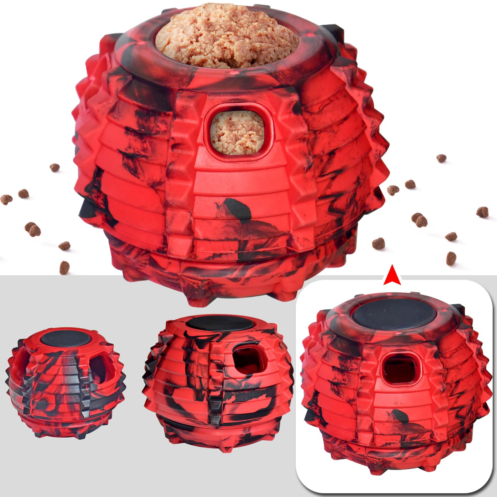 XHX Dog Toy Durable Large Dog Toys Interactive Dog Puzzle Play Toy Stopper Large Red and Black