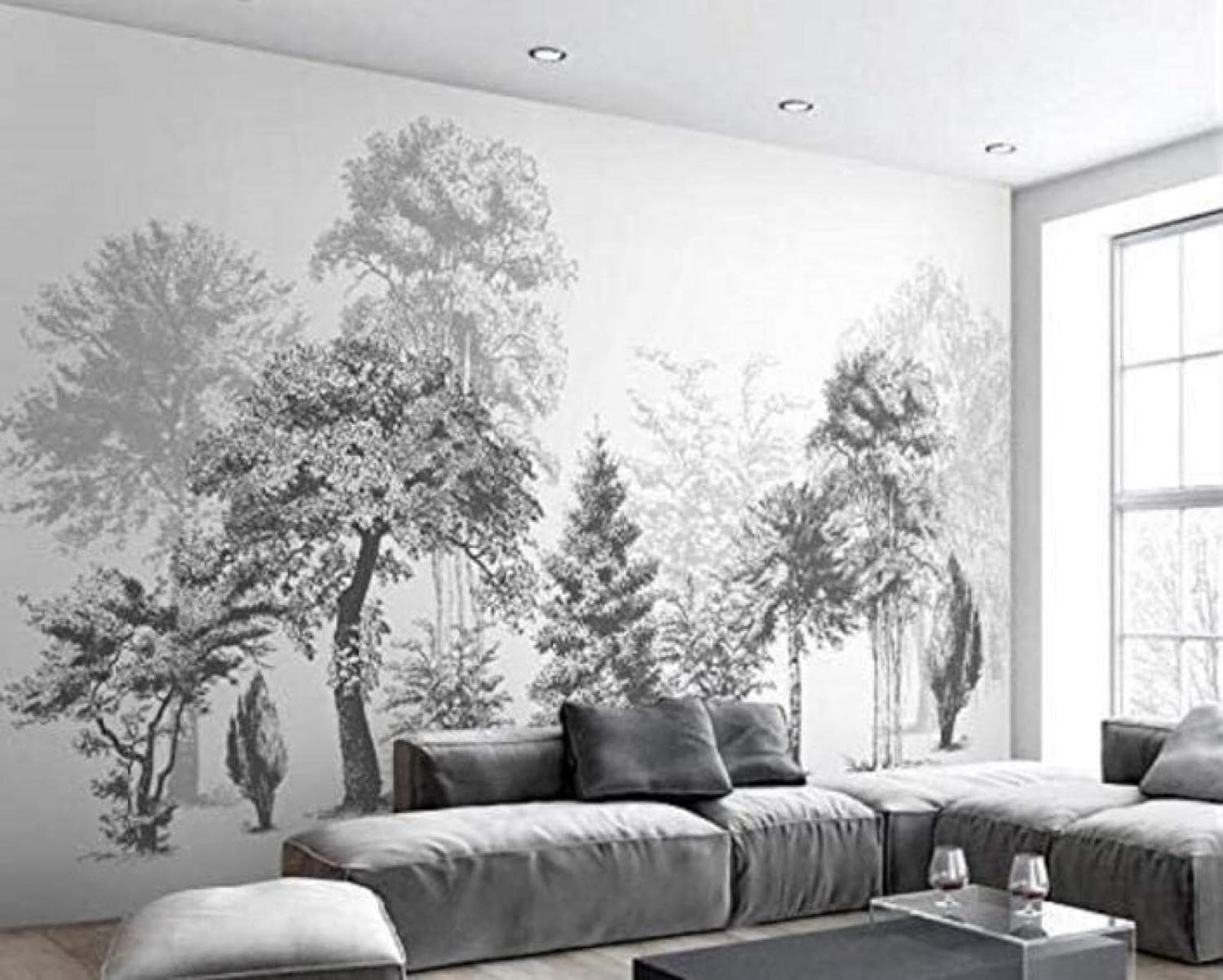 Papier Peint Panoramique Arbre Noir Et Blanc MIWEI Wallpaper Papier Peint Panoramique Abstrait Arbre Noir Et Blanc