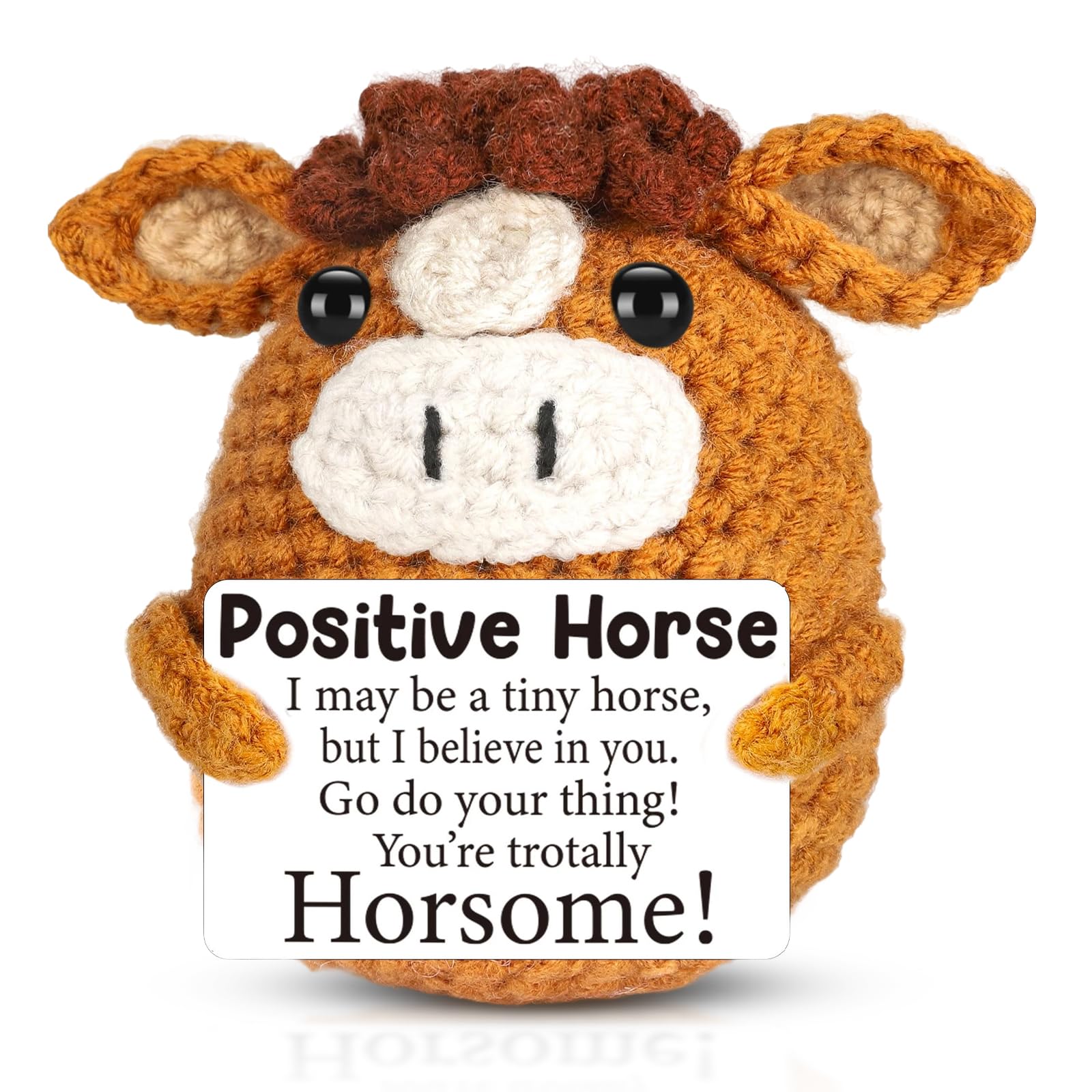 Komergave Emotional Support Gift, Mini Funny Positive Crochet Horse