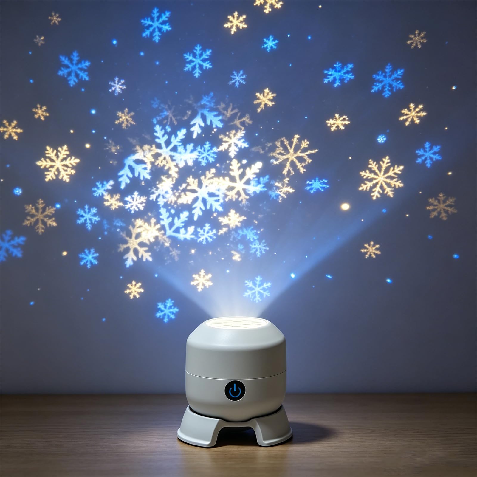 YanGoy Dynamic 360° Rotating Ocean Wave Projector Night Light, Multi-Angle Projection Base, Dimmable LED Atmosphere Light for Bedroom, Meditation, Party Decor (Snowflake)