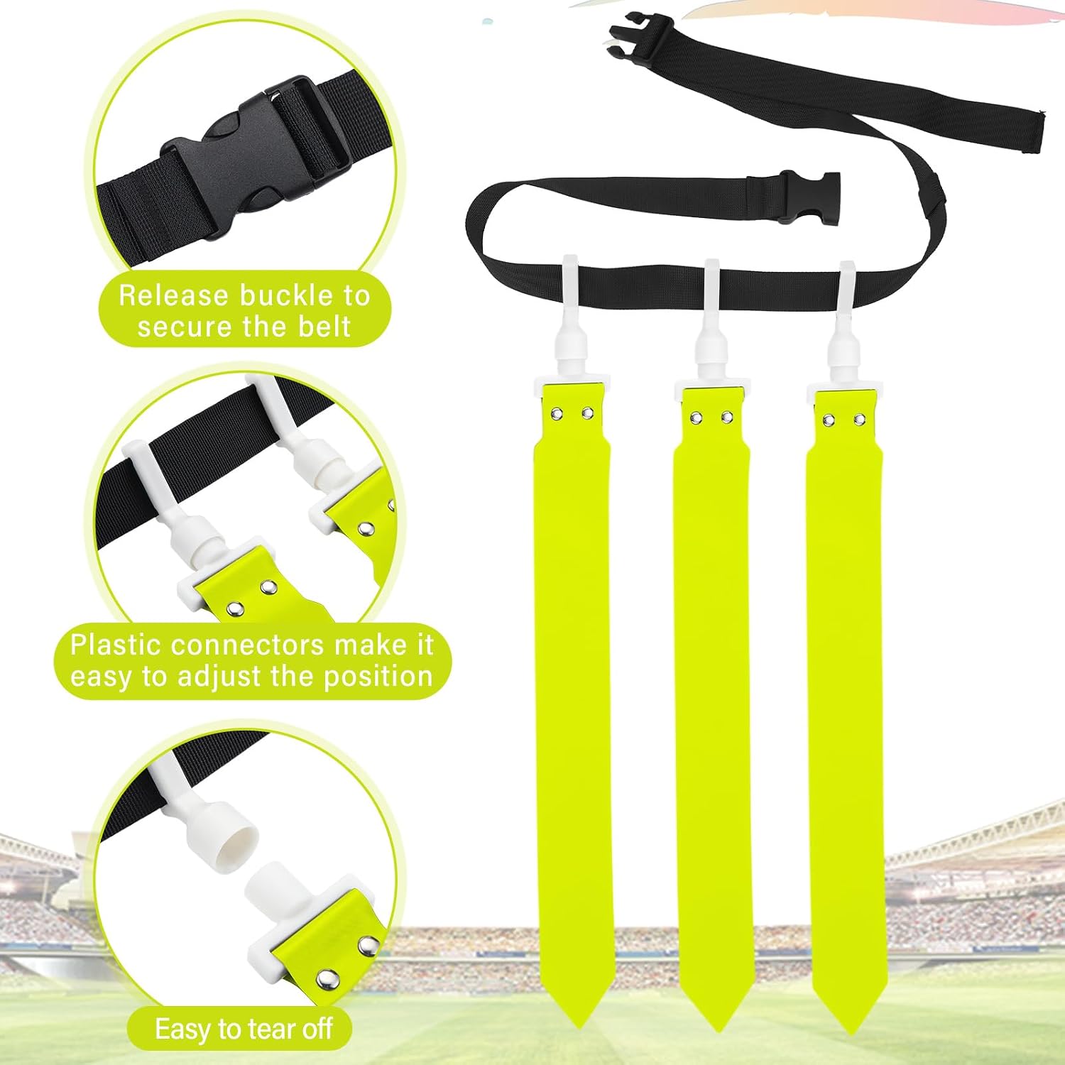 Junkin 6/8/10 Players Flag Football Sets Adjustable Football Belts and Flags for Youths Teens Kids Adults Players Sports Team
