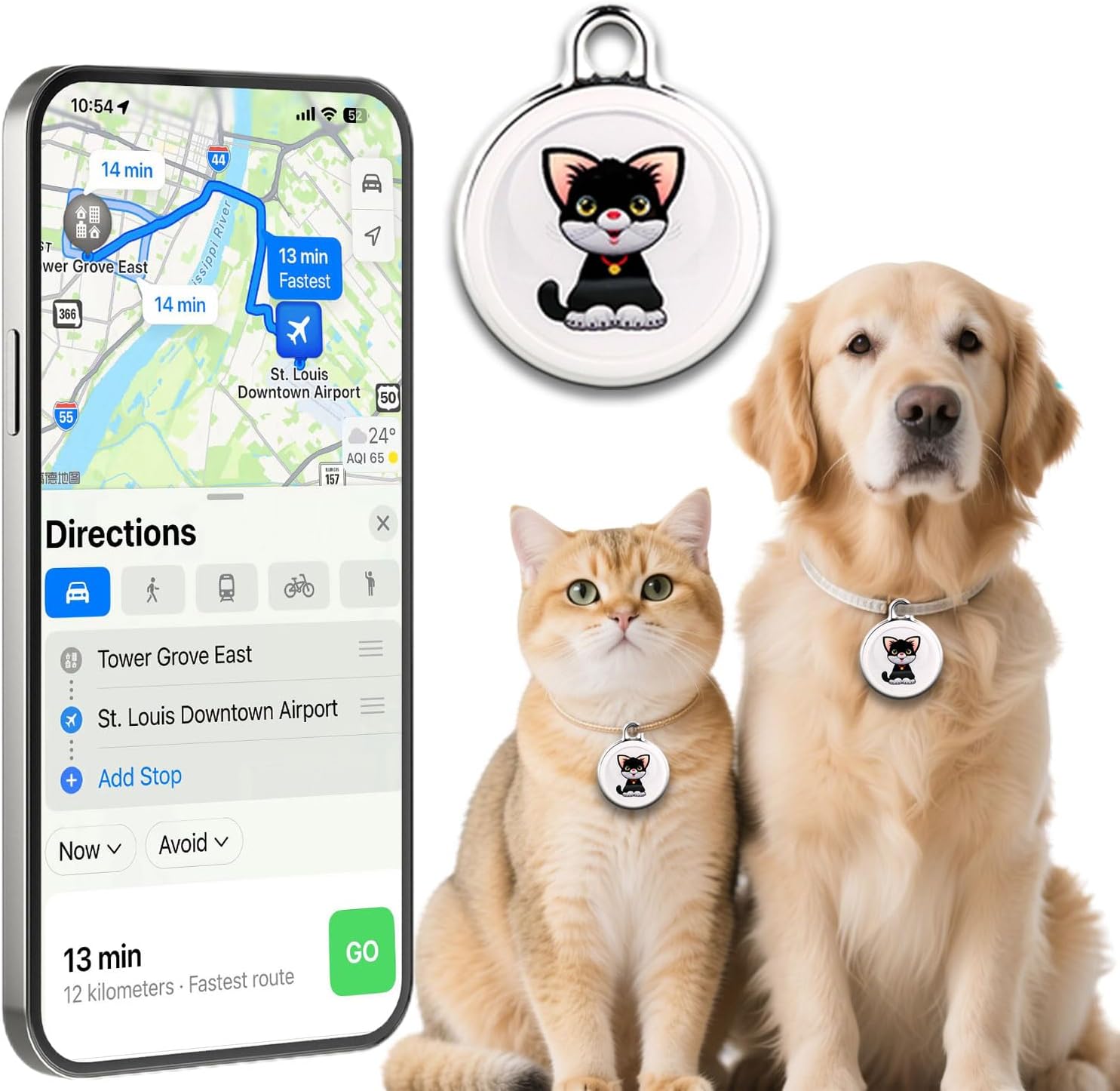 2025 Smart GPS Tracker for Dogs, Mini Cat GPS Tracker, Positioning Smart Alarm Pet Tracker, Waterproof and Drop-Proof, Extra Long Battery Life of 365 Day, No Subscription
