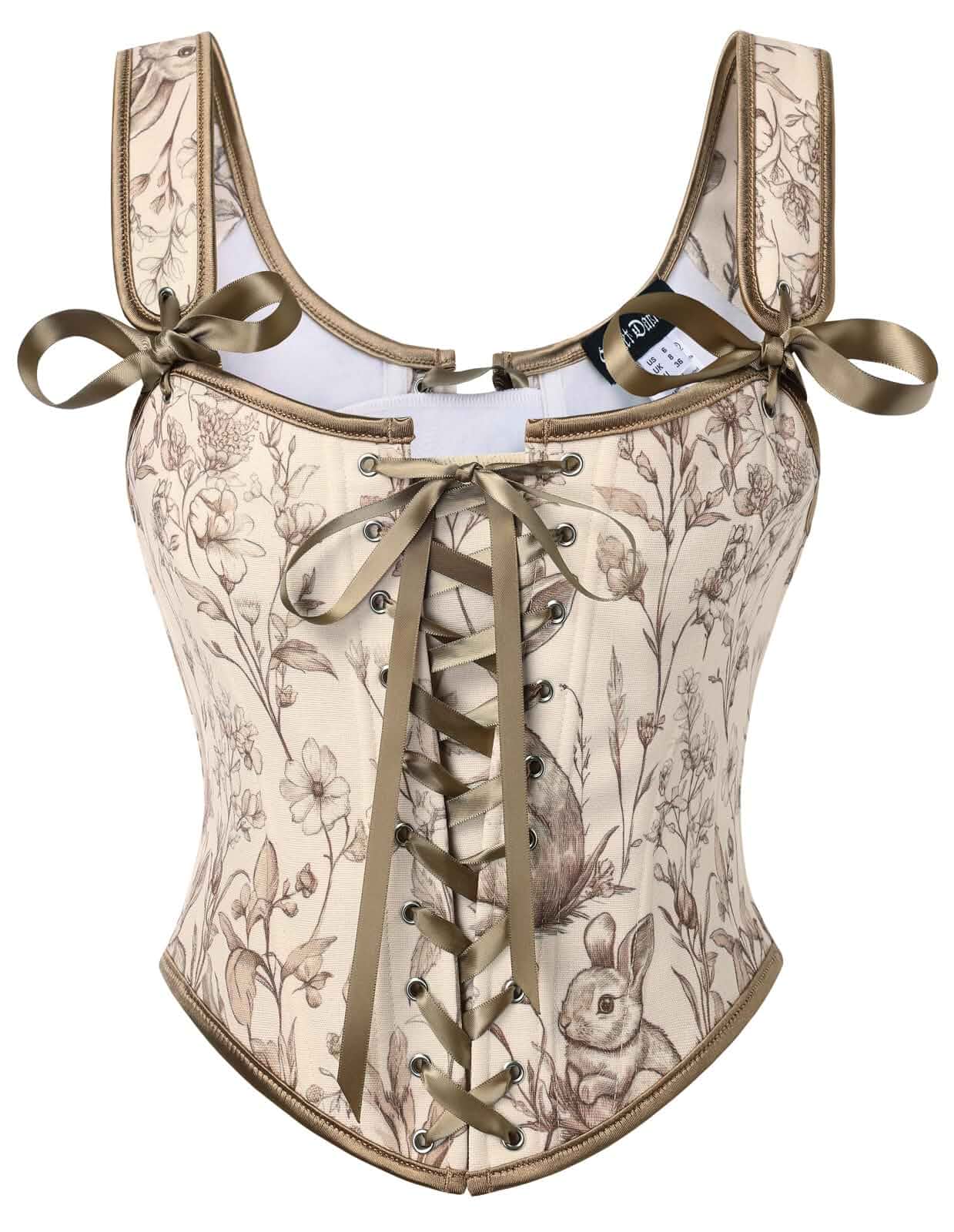 Scarlet Darkness Corset Tops for Women, Renaissance Bodice Floral Lace-Up Overbust Corsets, Suitable for Ren Faire Medieval Victorian Fairy Party