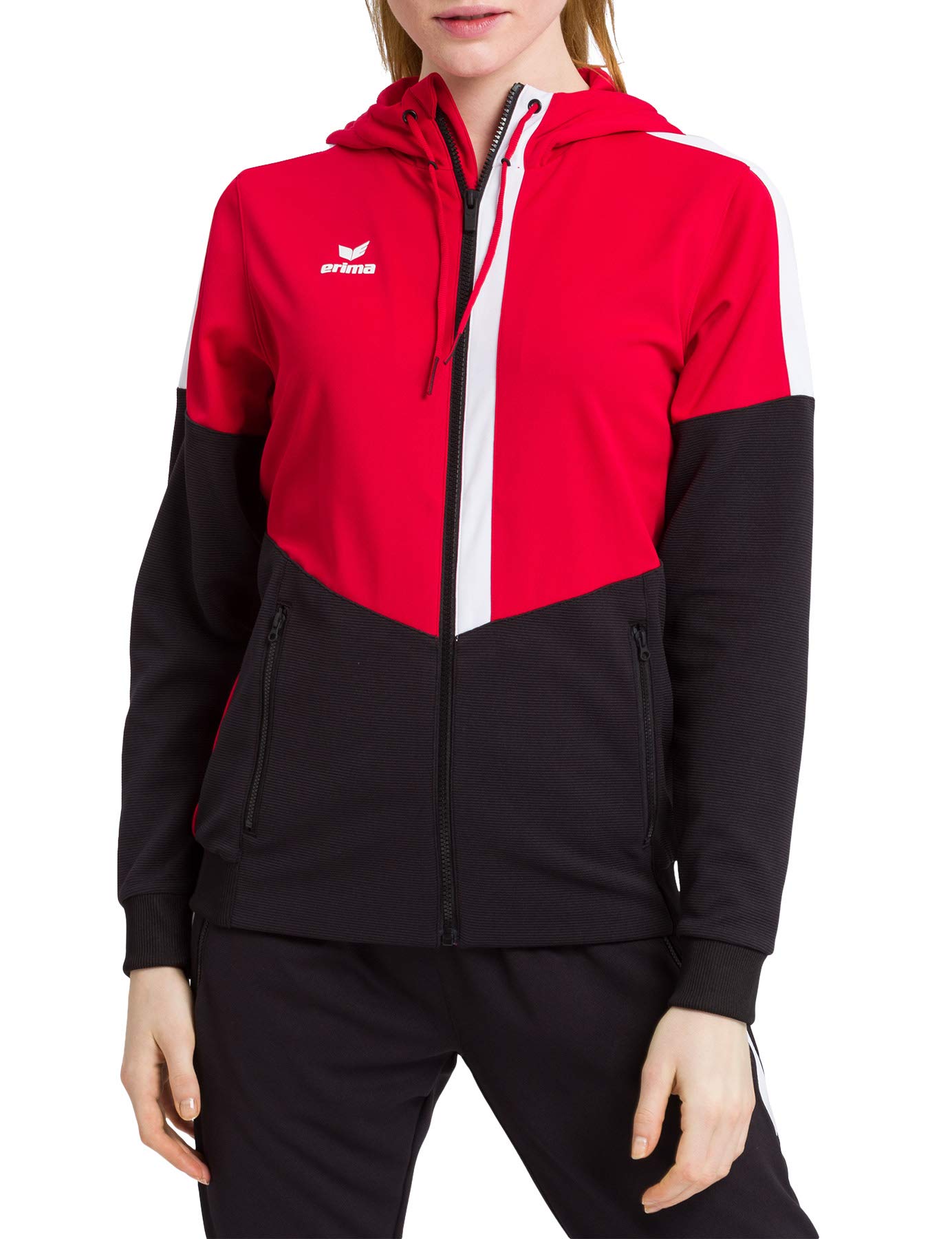 Erima Squad Training Jacket with Hood - Red/Black/White, 38