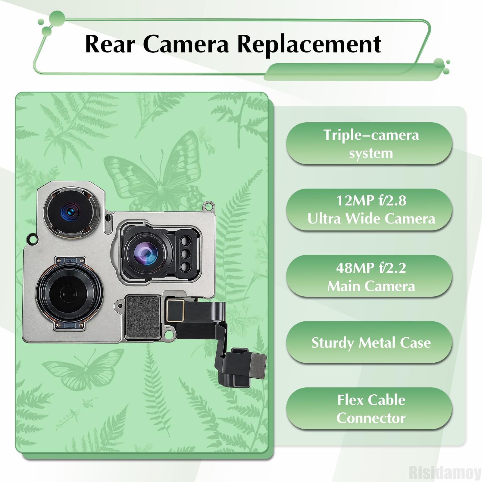 Amazon.co.jp: Risidamoy iPhone 16 Pro Max用 リアカメラ 交換用 48MP