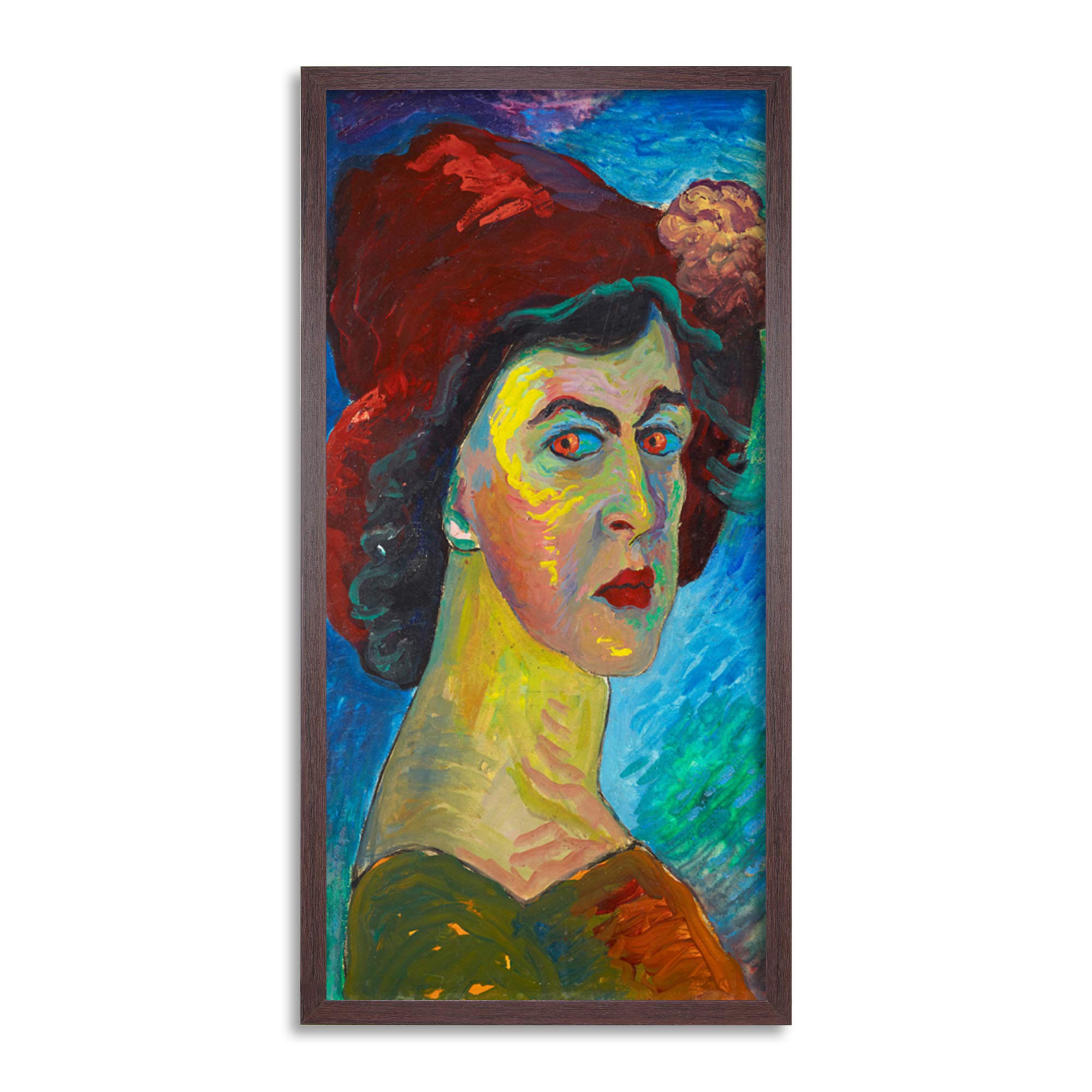 Werefkin Marianne Von Selfportrait I Painting Long Framed Art Print Wall Poster 25x12 inch