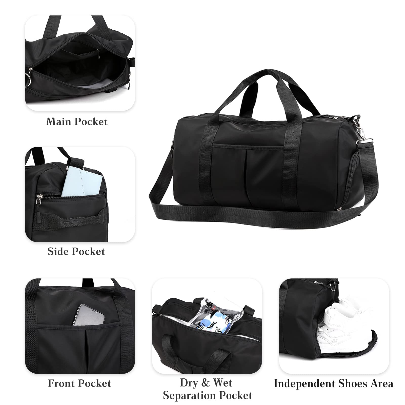 Borsa Sportiva da Donna Borsone da Viaggio Grande Borsa da Palestra con Scomparto per Scarpe Tasca Bagnata Sportiva Tote Gym per Palestra Viaggio Nuoto Rosa