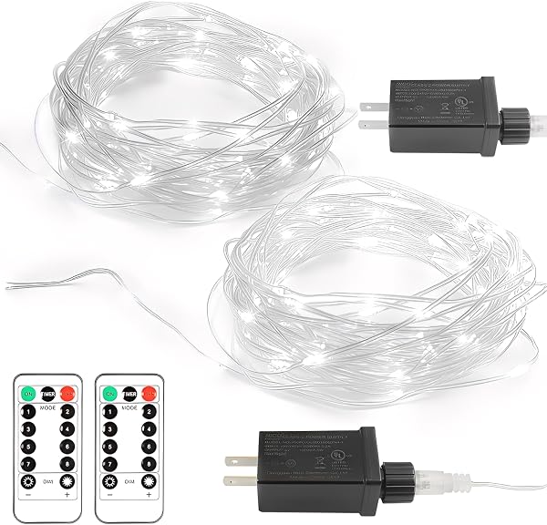 echosari 100ft/30m Warm White 300 LED Outdoor & Indoor Battery Fairy Lights w/Remote & Timer, Waterproof (8 Modes, 4 x A