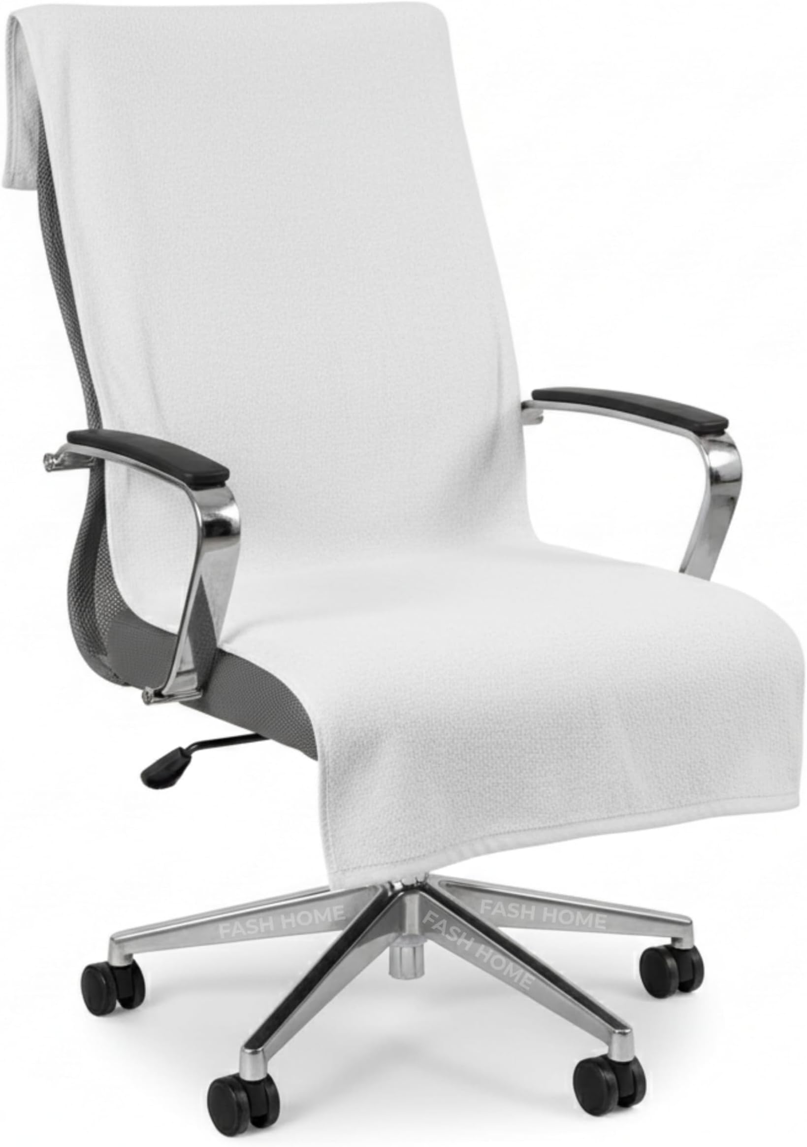FASH Home Office Chair Towel | Luxury Car Seat Towel Cover | 100% Superfine Cotton | 550 GSM Large Size with Tie Knot | Pearl White | Pack of 1