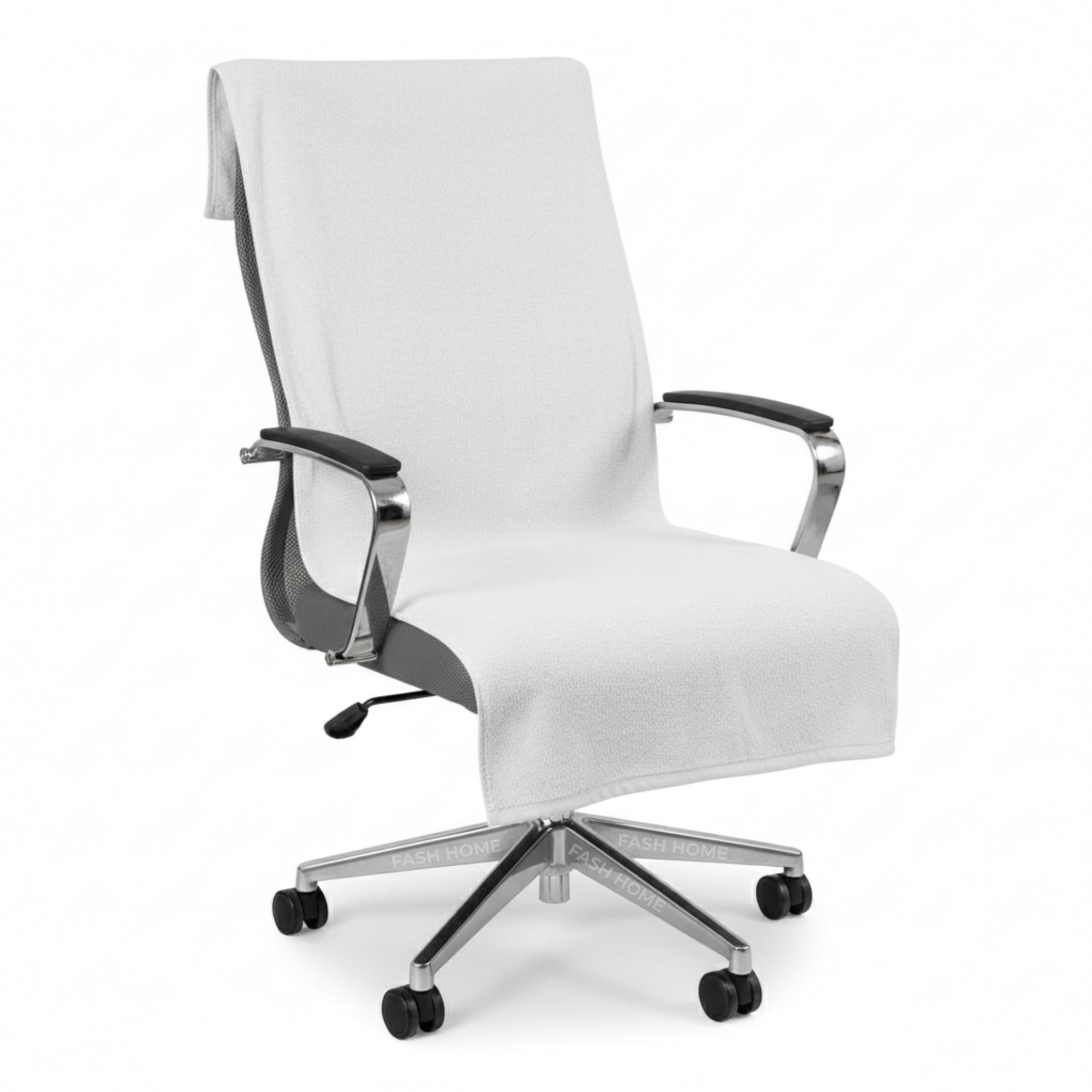 FASH Home Office Chair Towel | Luxury Car Seat Towel Cover | 100% Superfine Cotton | 550 GSM Large Size with Tie Knot | Pearl White | Pack of 1