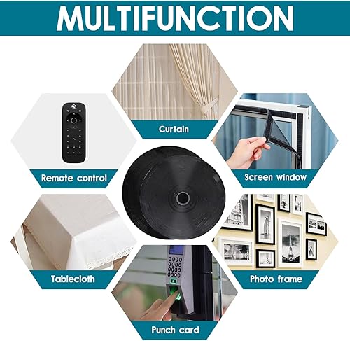 Miniatura 6 de Rollo de cinta autoadhesiva negra de 2 pulgadas x 30 pies, rollo de sujeción de cinta adhesiva de nailon, tiras resistentes para el hogar, oficina,