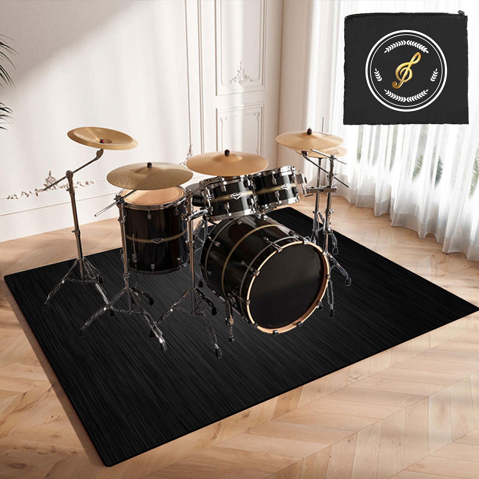 Tappeto Batteria Tappeto per Batteria Tappetino Insonorizzato per Rullante per Grancassa E Altri Tappetini per Strumenti Musicali, Tappeti Antiscivolo 160cm x 120cm - con Borsa Speciale