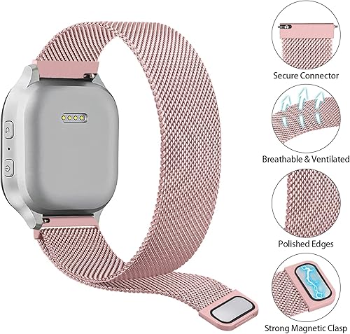 Miniatura 2 de Correas de metal compatibles con Gizmo Watch Band de repuesto para niños, correa de repuesto de acero inoxidable transpirable para Verizon Gizmo