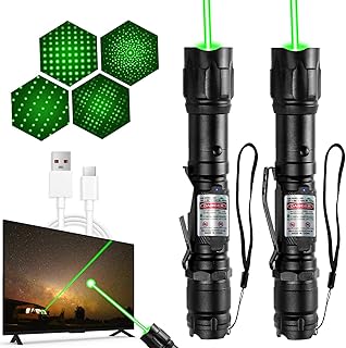 [2 Packs] Rechargeable Green Laser Pointer High Power Green Beam Light Long Distance Range for TV/LED/LCD Screens Tactical...