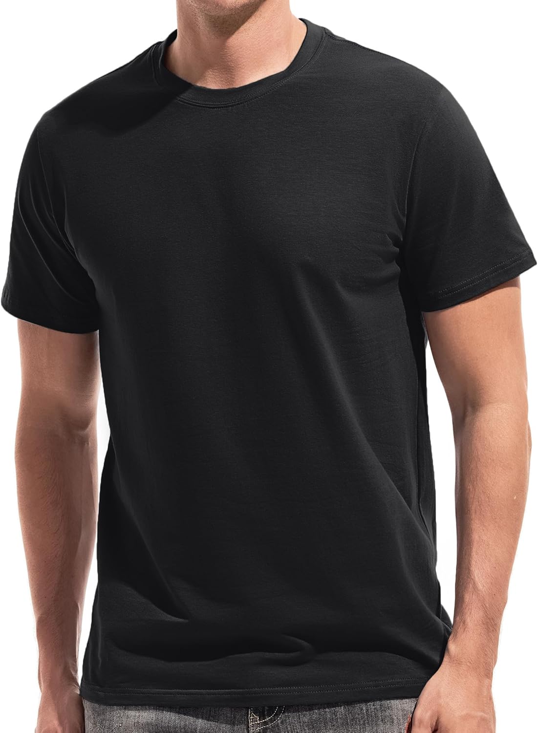 VEIISAR Mens T Shirt - Short Sleeve Crew Neck Soft Fitted Elastic Tees Fresh Classic Tshirts Color 20+